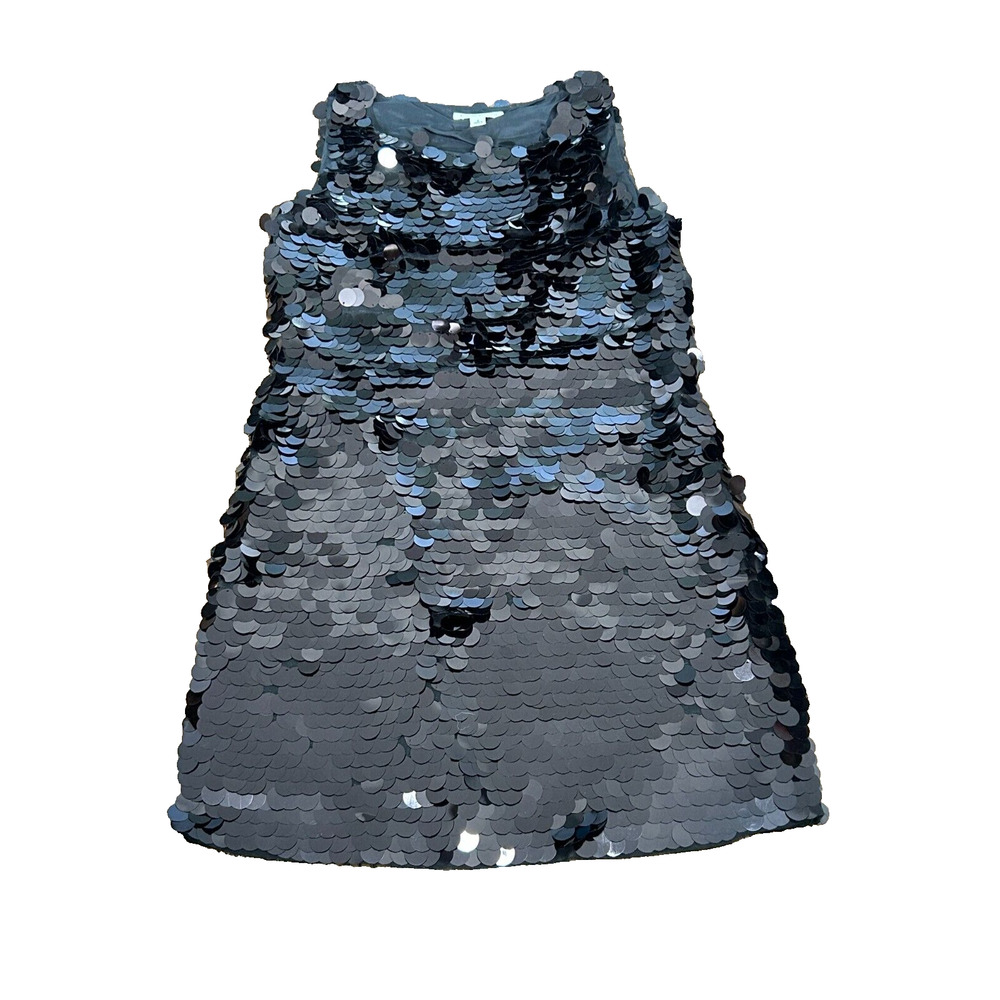 Banana Republic Women's Black Wide Strap Lined Sequins Mini Shift‎ Dress Size 4
